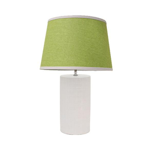 2 Patrick White Bedside Lamp With Green Tapered Shade