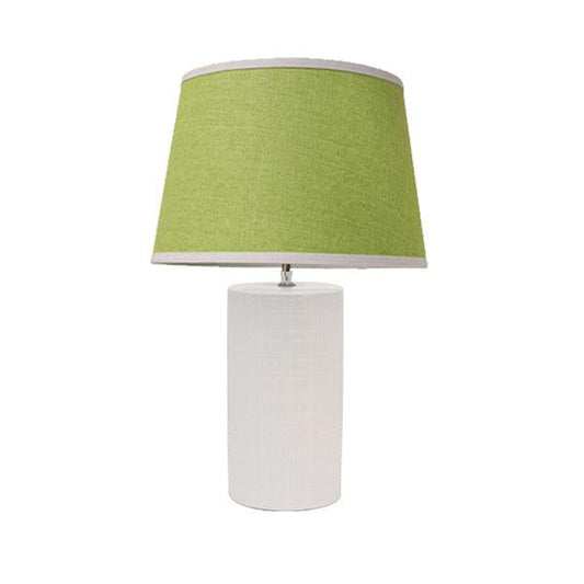2 Patrick White Bedside Lamp With Green Tapered Shade